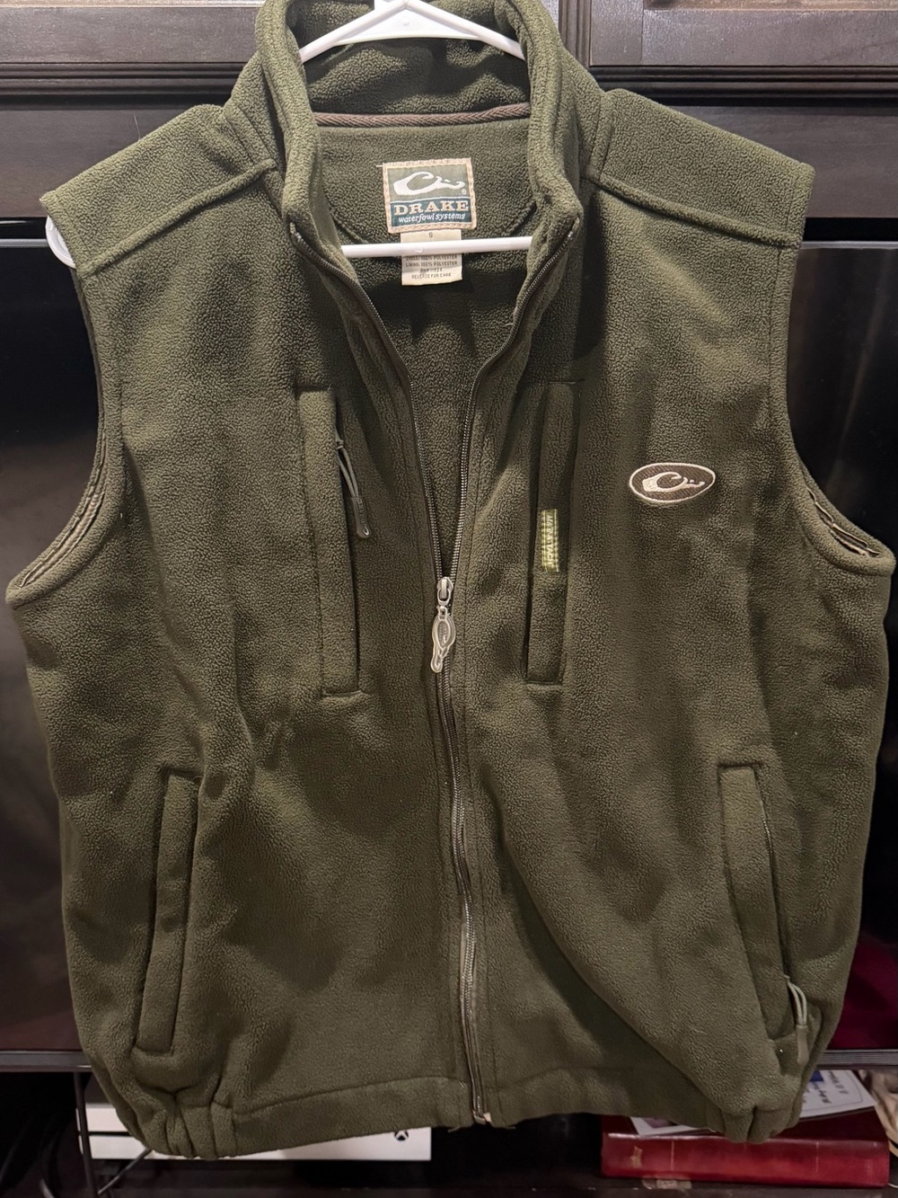 Drake Olive Green Fleece Vest with Zip Pockets